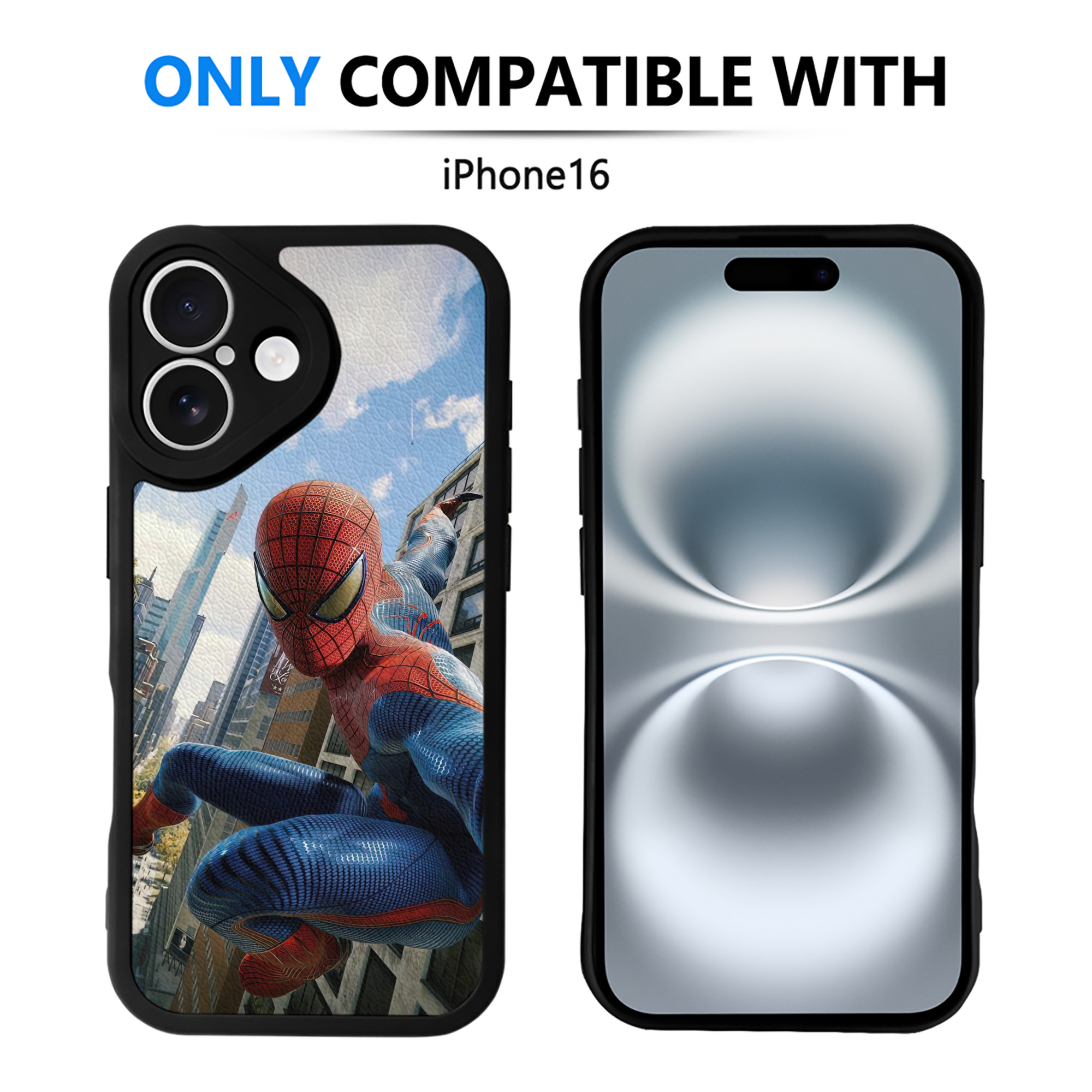 Spider Man スパイダーマン 【iPhone 16シリーズ対応】シリコンスマホケース（レザー調） 材質：シリコン